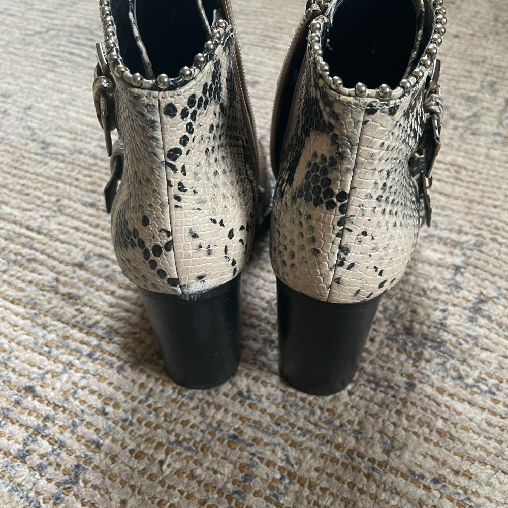 Steve Madden Black and Cream Snakeskin Ankle Boots - Picture 3 of 8